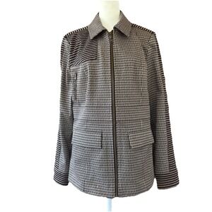 CAbi Houndstooth Baron‎ Blazer Women's Large Business Jacket Tan & Black